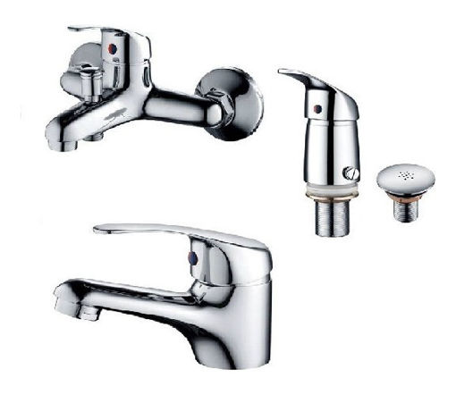 Imagen de JUEGO DE GRIFERIA LAVATORIO BIDET BAÑERA CROMO CAPRI DMC