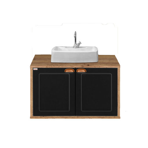 Imagen de Mueble 2 puertas 78CM MDF sin bacha Creta rustico negro colgar FABRIBAM