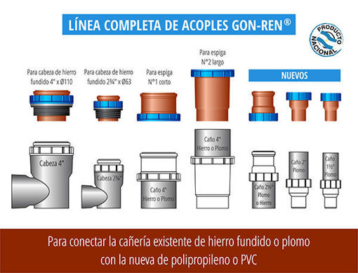 Imagen de Adaptador plastico para caño HF 102 GON-REN