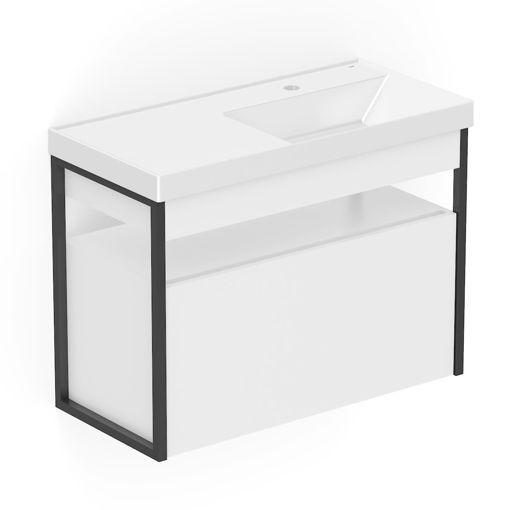 Imagen de Mueble cajón 80x38x60cm con bacha blanco colgar Flow CELITE