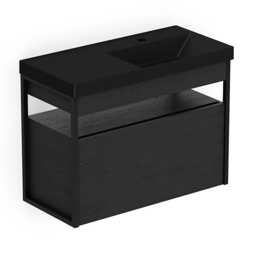 Imagen de Mueble cajon 80x38x60cm con bacha negro mate colgar Flow CELITE