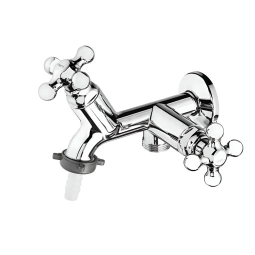 Imagen de CANILLA PARED CON CONEXION P/MAQUINA LAVAR ABS CROMO  VIQUA