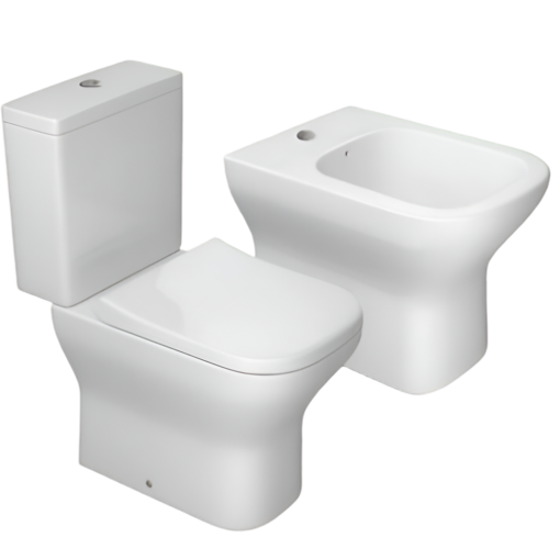 Imagen de Juego de loza Axis (inodoro con mochila dual a 25 cm y bidet) blanco Axis DECA