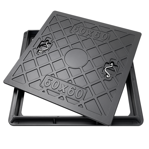 Imagen de TAPA Y MARCO LISA RESINA 60X60 (HEAVY DUTY) VEHICULOS PESADOS LACHS