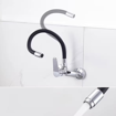 Imagen de GRIFO COCINA PARED PICO ALTO FLEXIBLE NEGRO A 20cm CROMO  DMC