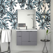 Imagen de Mueble colgar vanitory Orquidea MDF 80 cm gris con lavamanos blanco Cozimax