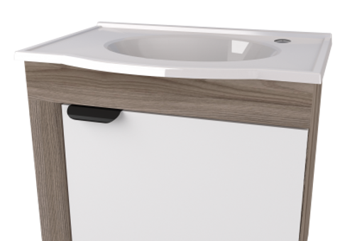 Imagen de MUEBLE COLGAR VANITORY JASMIN BLANCO/TAMARINDO 60cm CON LAVAMANOS BLANCO COZIMAX